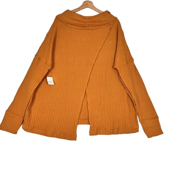 Free People Juicy Long Sleeves Top Sz L Canyon Moon Split Back Oversized Tunic - Picture 8 of 8